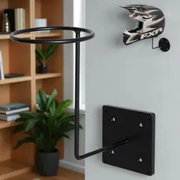 global designers Wall mountable helmet holder, Black Multipurpose jacket bag helmet hanger hook Helmet Mount image 4