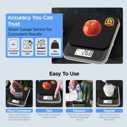 GripIt Kitchen Scale for Food Weighing 0.1g to 5kg, Digital Weight Machine Weighing Scale image 2