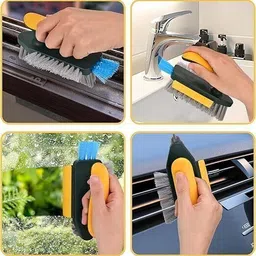 nbukt 4 in 1 Tile Grout Cleaner Brush with Squeegee, V-Shape Gap Scrub Brush Microfibre Wet and Dry Brush image 2