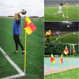 gymfreak 2 Pc Spring Corner flags Portable Soccer Flags Soccer Poles Y/O Two Piece Agility Pole image 4