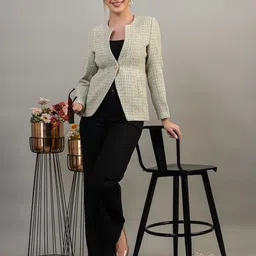 twenty me Women Checkered Single Breasted Casual Blazer image 5