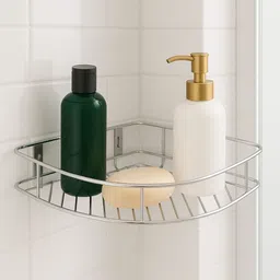 foozocu Corner Shelf for Kitchen and Bathroom, Shelf Rack, Bathroom Shelf Wall Mounted Steel Wall Shelf image 1