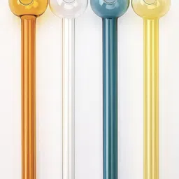 wishingbell natural Glass Pipe 6 inch (Multicolor 4-Pack) - Perfect Fume Pipe & Oil Burner Pipe Borosilicate Glass Outside Fitting Hookah Mouth Tip-picture-27