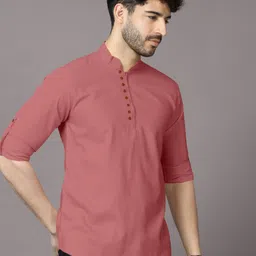 vtexx Men Solid Cotton Blend Straight Kurta image 3