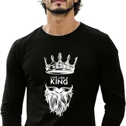 rarfashionater Men Solid Round Neck Polycotton Black T-Shirt image 1