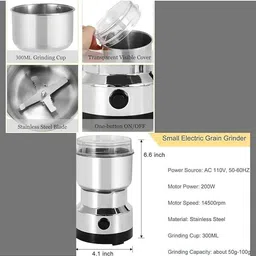 benedict Nima Stainless Steel Multifunctional Electric Grinder & Coffee Maker Mini Mixer 240 W Mixer Grinder image 4