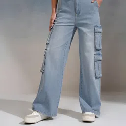tokyo talkies Women Straight Fit Mid Rise Light Blue Jeans-picture-33