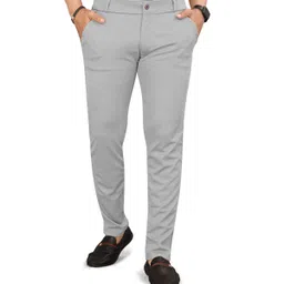shreyannk Men Slim Fit Silver Lycra Blend Trousers-picture-15