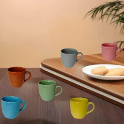 gauravee enterprises Ceramic Classic Multicolor' Ceramic Tea Cups Set of 6 (200 ml Each) image 2