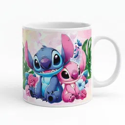 aaravgraphics Stitch & Angel 'Ohana' Tropical Love - Romantic Gift for Partner Ceramic Coffee Mug-picture-48