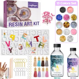 Resin Art Alphabet Keychain Making kit With Tassels 200 Gm Resin Moulds & More-image-10