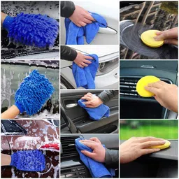 rvke 15 Pieces Different Car Brushes, Mitt, Mini Duster, Towels, Wax Applicator Pads Combo image 4