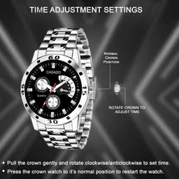 casado Premium Collection of 3 Black Blue & Silver Dummy Chronograph Pattern Dial with Stainless Steel Metal Strap For Uptown Boys Analog Watch - For Men TRIPLE-347 image 4