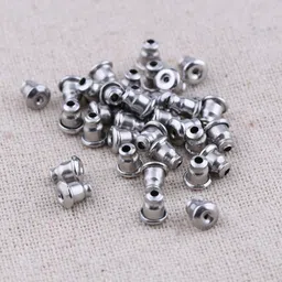 shivarth Earring Back Stoppers Silver Bullet Clutch Flat Pad Safety Back Stoppers 25Piece-picture-11