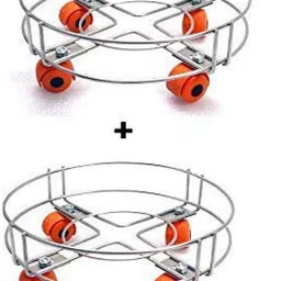 zobby Stainless Gas Stand with Wheels (Silver) - Set of 2 Pieces Made In India 5 Gas Cylinder Trolley-picture-24