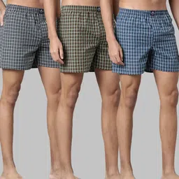 obama Pack of 3 Checkered Men Multicolor Basic Shorts, Night Shorts, Regular Shorts-picture-17