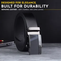 warcks Men Formal, Casual, Evening, Party Black Genuine Leather Belt image 2