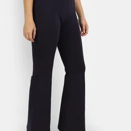 next one Women Flared Blue Viscose Rayon Trousers image 2