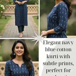 houseofcommon Women Cotton Blend Kurti Pant Set image 5