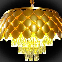 shri mahal antiques crystal Gold polish metal 500mm Pineapple chandelier hanging ceiling jhoomer Chandelier Ceiling Lamp image 1