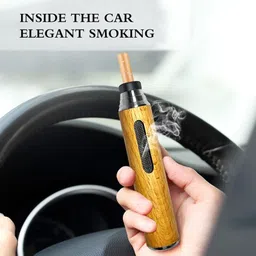 avx auto Multifunctional Anti-Flying Ashtray Cum Portable Lazy Cigarette Holder [ Color - Beige Wood Ashtray image 3