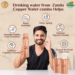 zandu Gift Set Pack (1 Bottle & 2 Tumbler) 1550 ml Bottle With Drinking Glass image 3
