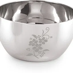 neelam Stainless Steel Vegetable Bowl Stainless Steel 6.5 18G Laser Etching JK Vati, 300 ml , Silver, Set of 12 image 3