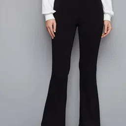 next one Women Flared Black Lycra Blend Trousers-picture-23