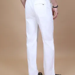 hence Men Regular Fit White Linen Blend Trousers image 2
