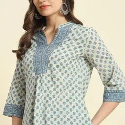 jaiambycreation Party Regular Sleeves Printed Women Light Blue Top image 4
