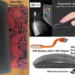 ANJO Keyboard-Wireless Mouse-Pad-USB Hub 3.0-3in1 Cleaner-OTG C&M-Ext Cable-LED-Skin Combo Set image 5