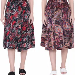 manat diva Women Printed A-line Multicolor Skirt-picture-12