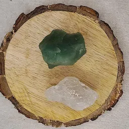 divinity crystals Clear Quartz and Green Aventurine Crystal Combo with Bark Coaster for Healing Regular Round Crystal Stone-picture-30