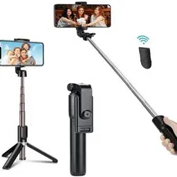 SHOP EXCITING Selfie Stick with Remote, 3-in-1 Multifunctional Selfie Stick, Tripod, Monopod Stand & Mobile Stand Compatible with All Mobile Phones Selfie Stick Bluetooth Selfie Stick image 1