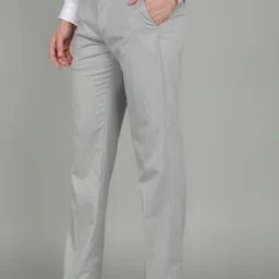 louis philippe Men Regular Fit Grey Polyester Trousers image 2