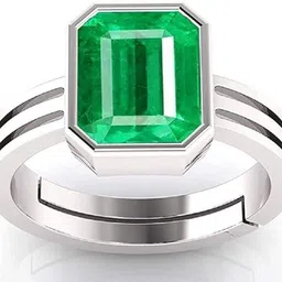 sidhgems Sterling Silver Emerald Silver Plated Ring-picture-25