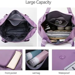 kartcity 100 L Gym Duffel Bag - Folding Travel Bag Waterproof Large Capacity Foldable Storage Bag Handbag - Purple image 2