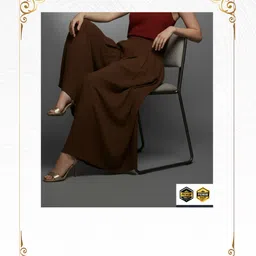 the sahia Women Relaxed Brown Lycra Blend Trousers image 5