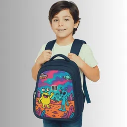 mosu Navy Blue Alien Print Backpack – Perfect School Bag for Kindergarten Boys Waterproof School Bag-picture-10