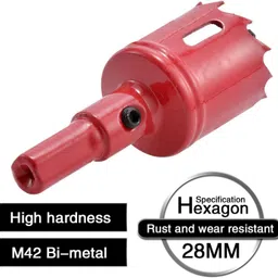 uptodateprouducts 1 PCS 28mm Speed Bi-Metal Hole Saw, Cornhole Board Drill Bit with Positive Rake Teeth for Soft Metal, Drywall, Plastic, Wood, Fiberboard image 4