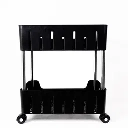 dm plus Multi-Purpose Plastic Storage Organizer 2-Tier Rack with Wheel Bathroom & Office Plastic Kitchen Trolley image 4