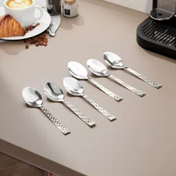 Velouris Esmaray Cutlery Tea Spoon Set | Anti-Rust, Mirror Finish, 5.5 Inch Steel Cutlery Set-image-2