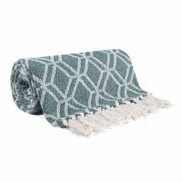 cazimo Green Geometric Cotton 50x60 Inches Sofa Throw image 3