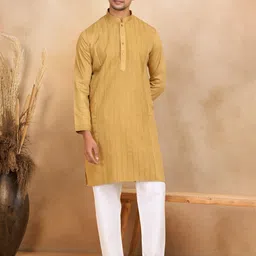 Men Cotton Blend Kurta Pyjama Set-image-43