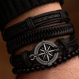 p. r. prints Leather Rhodium Bracelet-picture-16