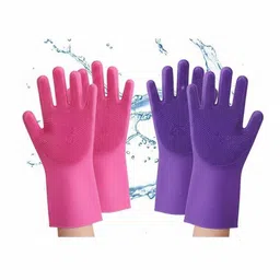 flynhigh Magic Silicone Hand Gloves for Kitchen Dishwashing & MULTI-PURPOSE USE L22 Wet and Dry Glove Set image 1
