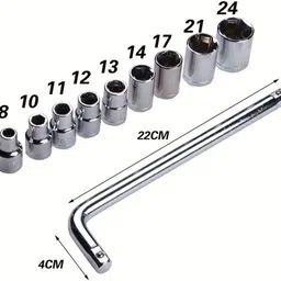 avenue 10Pcs Hex Socket Wrench Spanner Tool Goti Set for Automobiles/Bike/Car Repair 10Pcs Hex Socket Wrench Spanner Tool Goti Set for Automobiles/Bike/Car Repair Single Sided Socket Wrench image 2