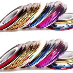 Looks United 12 X Mixed Color Nail Art Striping Rolls Tape Nail Sticker Nail Tip Decoration (Multicolor)-image-1