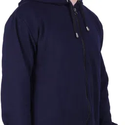 riverhill Men Solid Hooded Neck Dark Blue Sweater image 4