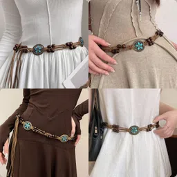 fabme Women Evening Brown Canvas Belt image 2